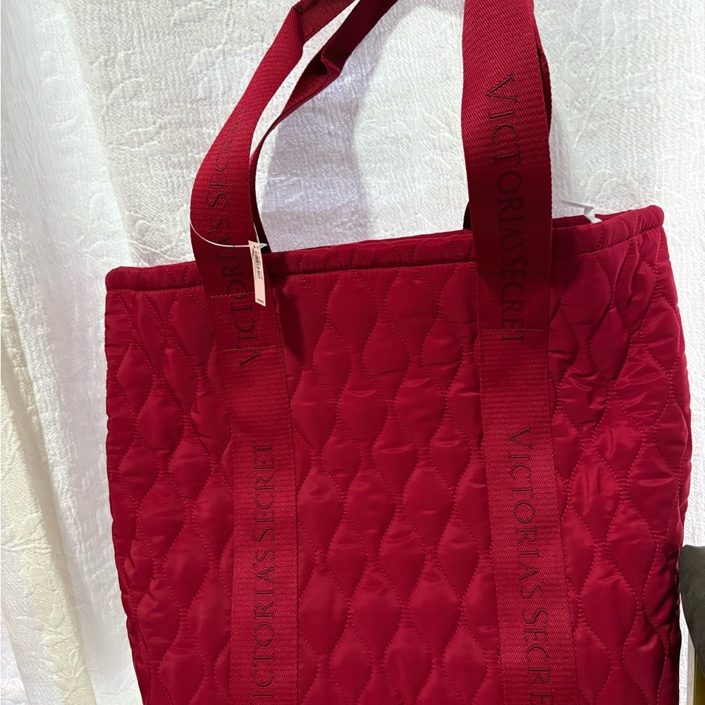 Victoria's Secret Bold Red Quilted Tote